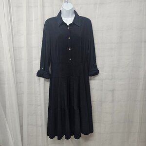 Tommy Hilfiger Navy Blue Shirt Dress Midi Preppy Classic Nautical  12